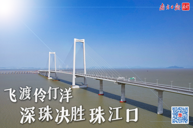 “超級(jí)工程”深中通道飛跨伶仃洋。 