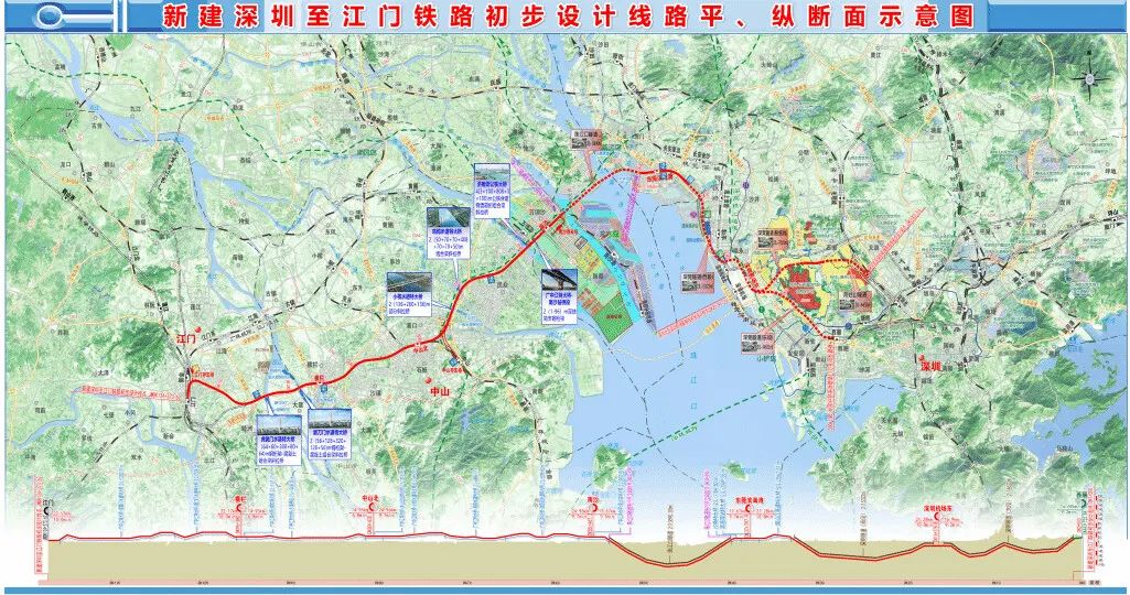 深圳至江門鐵路初步設(shè)計線路平、縱斷面示意圖