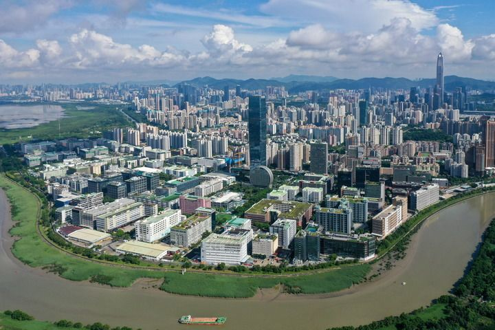 俯瞰河套深港科技創(chuàng)新合作區(qū)深圳園區(qū)（2023年8月23日攝，無人機照片）。新華社記者 梁旭 攝