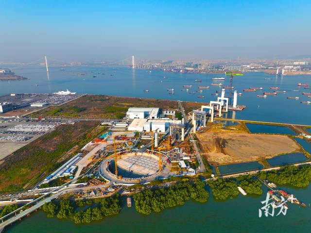 獅子洋通道建設(shè)現(xiàn)場。