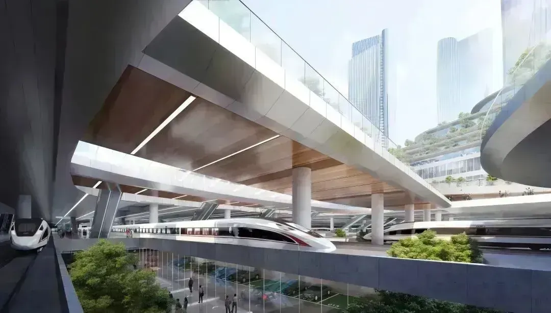 西麗高鐵樞紐（規(guī)劃效果圖）。圖源：中鐵第四勘察設計院集團