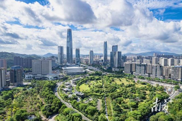 東莞市中心航拍。